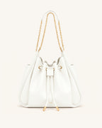 JWPE - Rowan Ruched Drawstring Chain Bucket Bag - Ivory