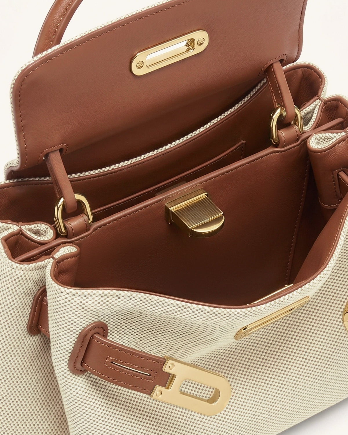 JWPE - Rhea Small Double Buckle Shoulder Bag - Brown Canvas