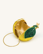 JWPE - Lemon-Inspired Rhinestone Clutch - Yellow