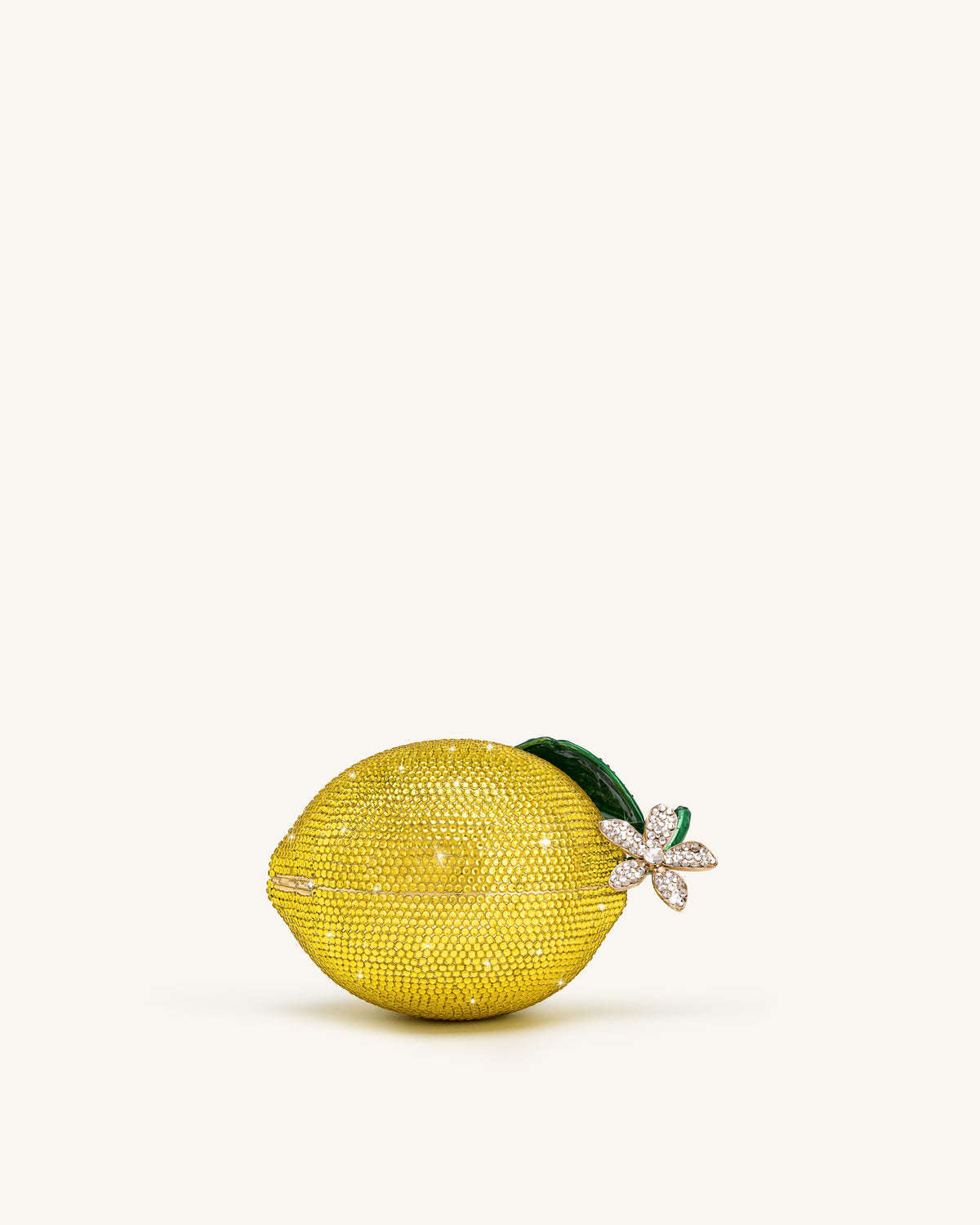 JWPE - Lemon-Inspired Rhinestone Clutch - Yellow