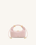 JWPE - Ellie Faux Suede Metal Ring Embellished Top Handle Bag - Pink