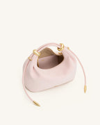 JWPE - Ellie Faux Suede Metal Ring Embellished Top Handle Bag - Pink