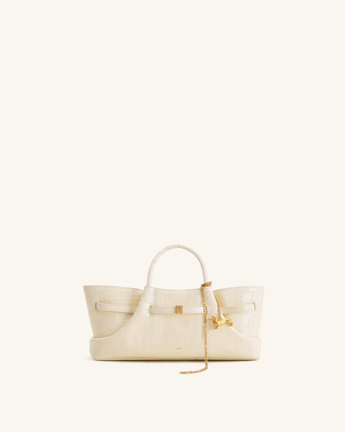 JWPE - Maeve Dachshund Metal Charm Tote Bag - Ivory Croc