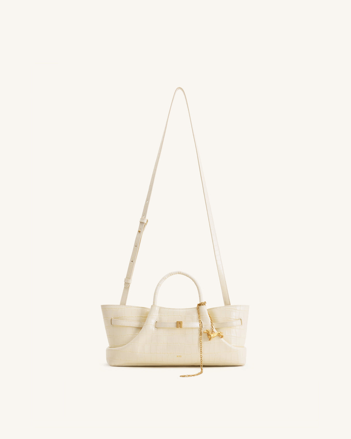 JWPE - Maeve Dachshund Metal Charm Tote Bag - Ivory Croc