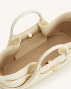 JWPE - Maeve Dachshund Metal Charm Tote Bag - Ivory Croc