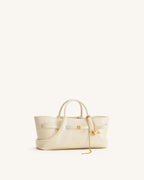 JWPE - Maeve Dachshund Metal Charm Tote Bag - Ivory Croc