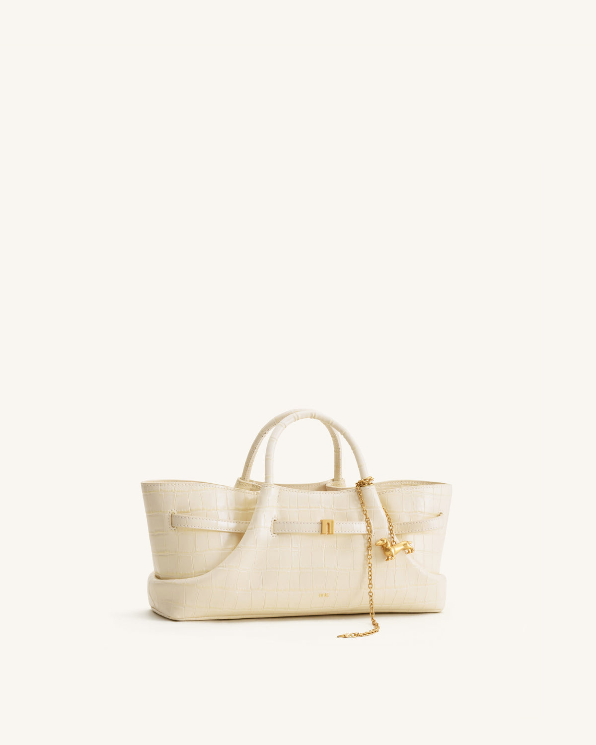 JWPE - Maeve Dachshund Metal Charm Tote Bag - Ivory Croc