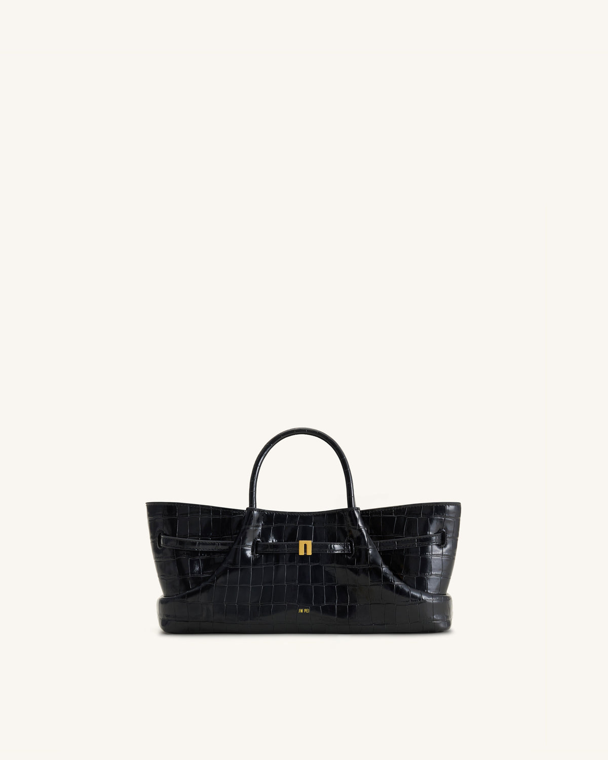 JWPE - Maeve Dachshund Metal Charm Tote Bag - Black Croc