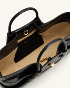 JWPE - Maeve Dachshund Metal Charm Tote Bag - Black Croc