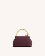 JWPE - Bruna Dachshund Metal Handle Top Handle Bag - Burgundy