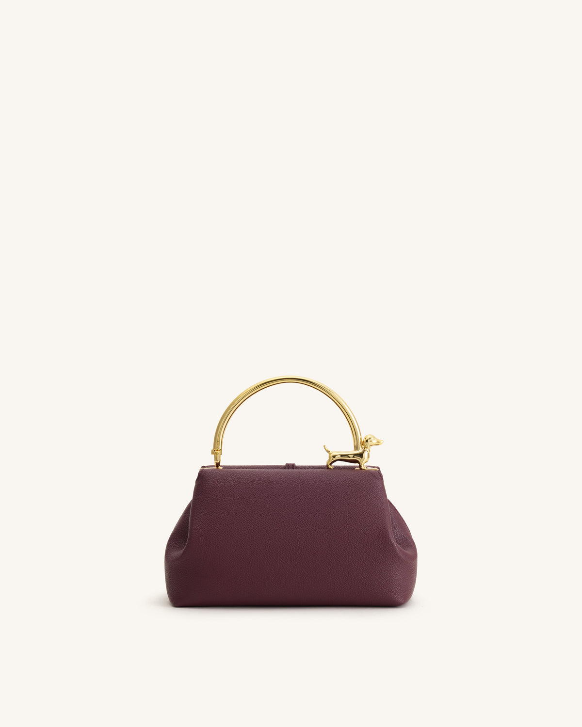 JWPE - Bruna Dachshund Metal Handle Top Handle Bag - Burgundy