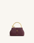 JWPE - Bruna Dachshund Metal Handle Top Handle Bag - Burgundy