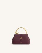 JWPE - Bruna Dachshund Metal Handle Top Handle Bag - Burgundy