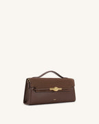 JWPE - Lena Faux Suede Metal Rope Knot Top Handle Bag - Dark Brown
