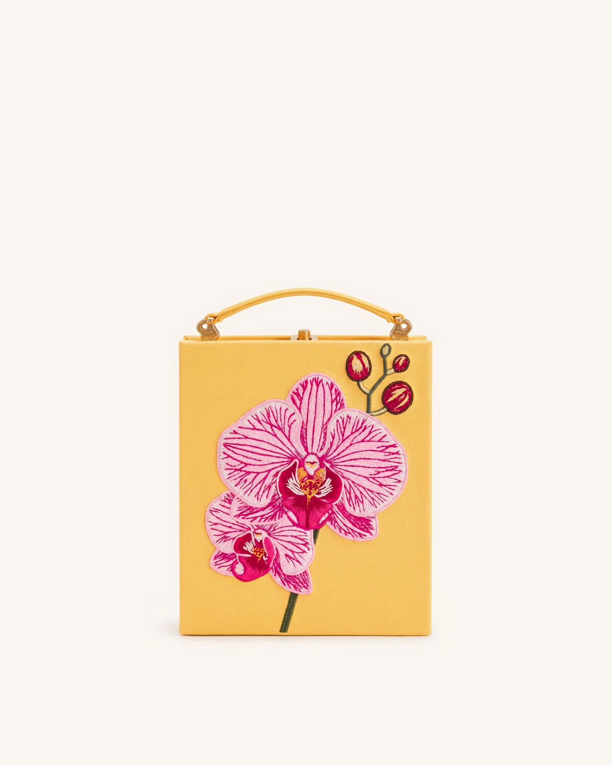 JWPE - Taya Orchid Motif Book Shape Clutch Bag - Yellow