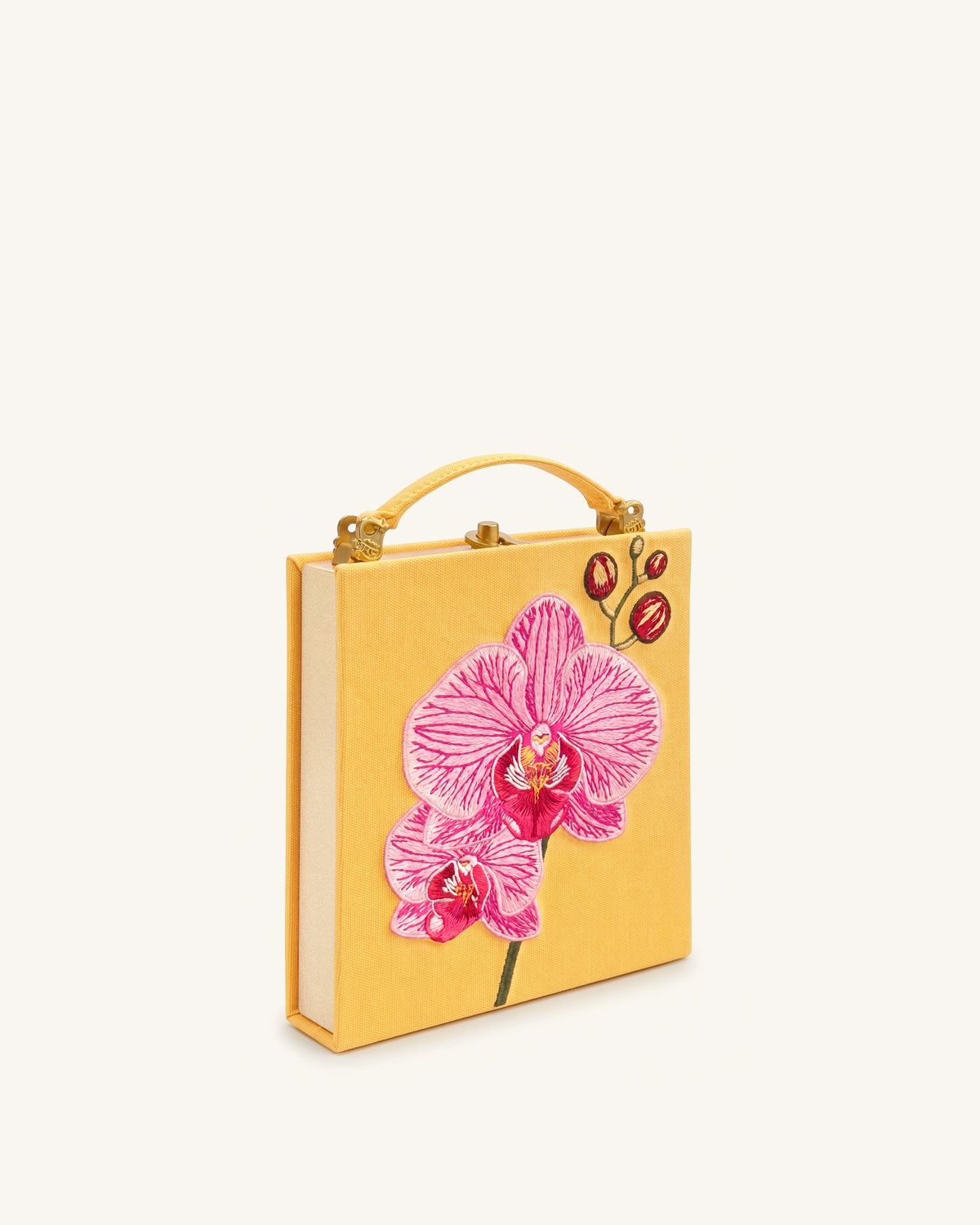 JWPE - Taya Orchid Motif Book Shape Clutch Bag - Yellow