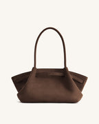 JWPE - Hana Wide Faux Suede Tote Bag - Dark Brown