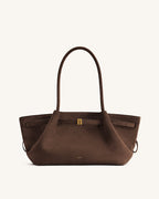 JWPE - Hana Wide Faux Suede Tote Bag - Dark Brown