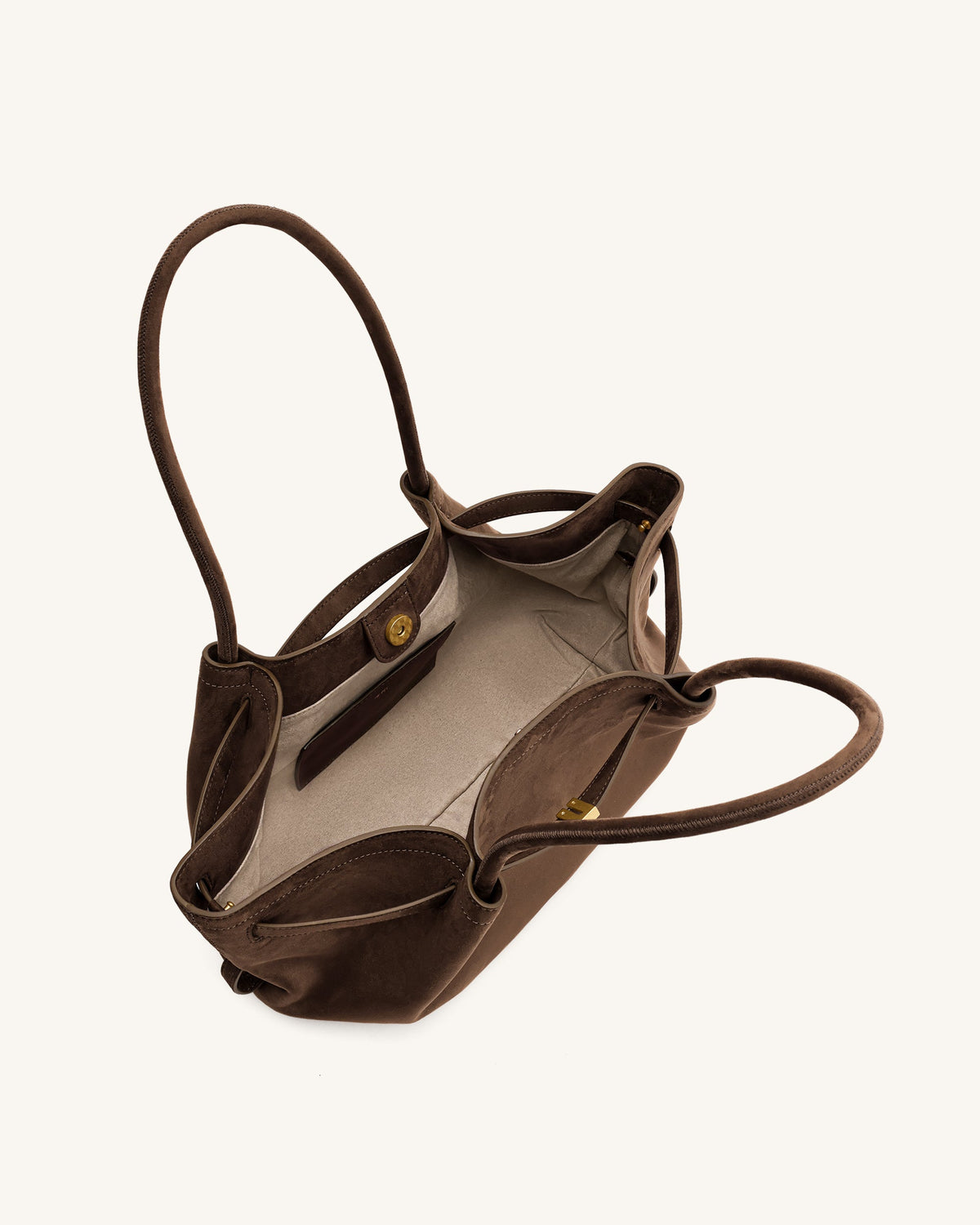 JWPE - Hana Wide Faux Suede Tote Bag - Dark Brown