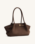 JWPE - Hana Wide Faux Suede Tote Bag - Dark Brown