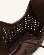 JWPE - Maribel Woven Panel Tote Bag - Dark Brown