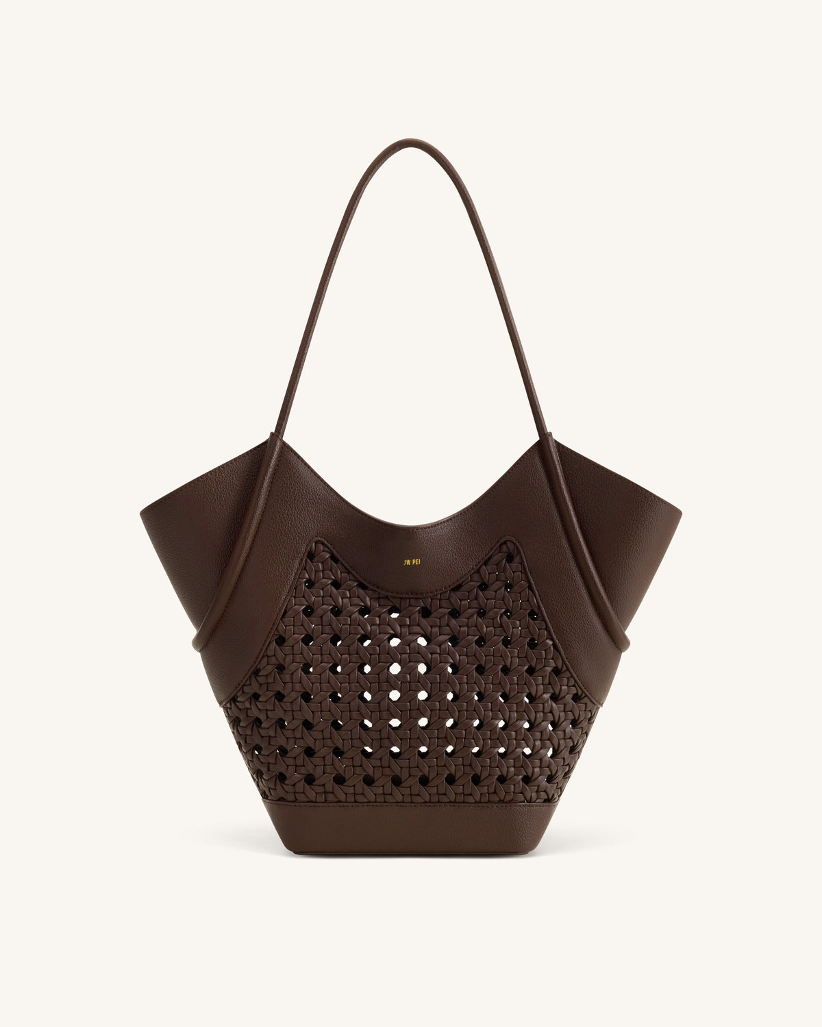JWPE - Maribel Woven Panel Tote Bag - Dark Brown