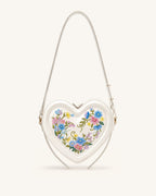 JWPE - Arlene Embroidered Heart Shape Crossbody Bag - Ivory White