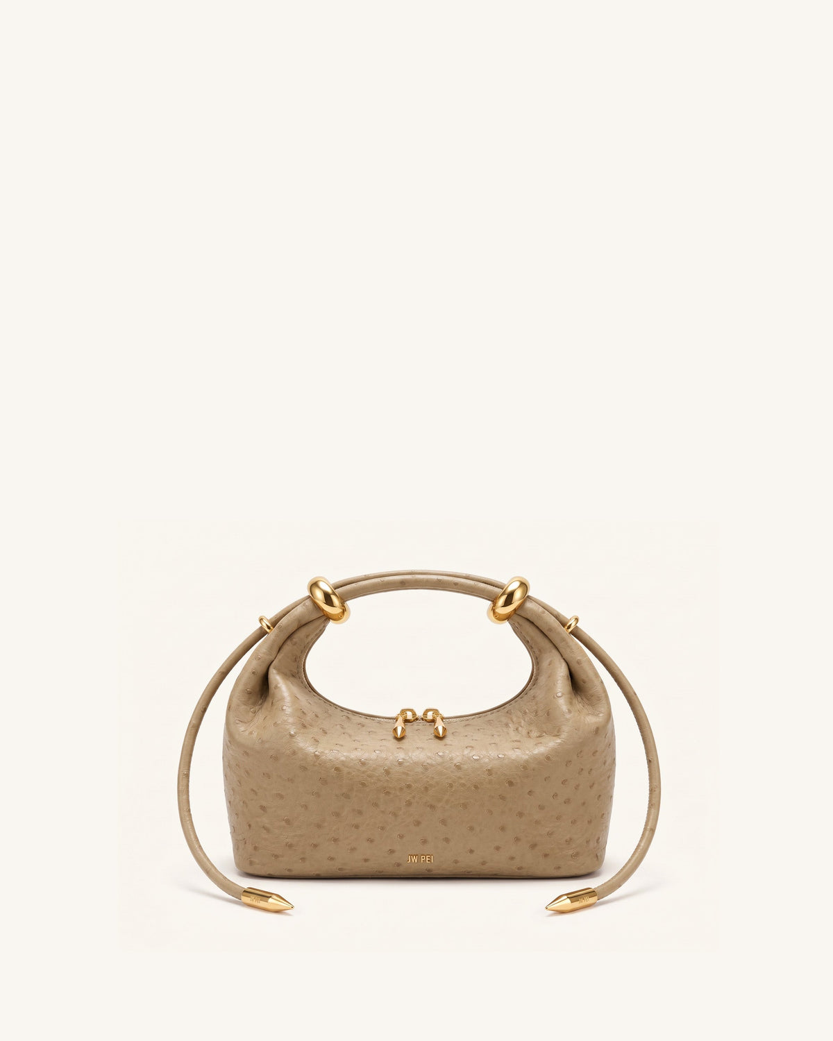 JWPE - Ellie Metal Ring Embellished Top Handle Bag - Brown Apricot