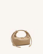JWPE - Ellie Metal Ring Embellished Top Handle Bag - Brown Apricot