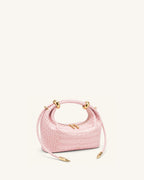 JWPE - Ellie Metal Ring Embellished Top Handle Bag - Sakura Pink Croc