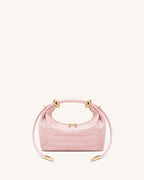 JWPE - Ellie Metal Ring Embellished Top Handle Bag - Sakura Pink Croc