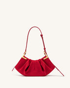 JWPE - Amelia Faux Suede Pleated Shoulder Bag - Red