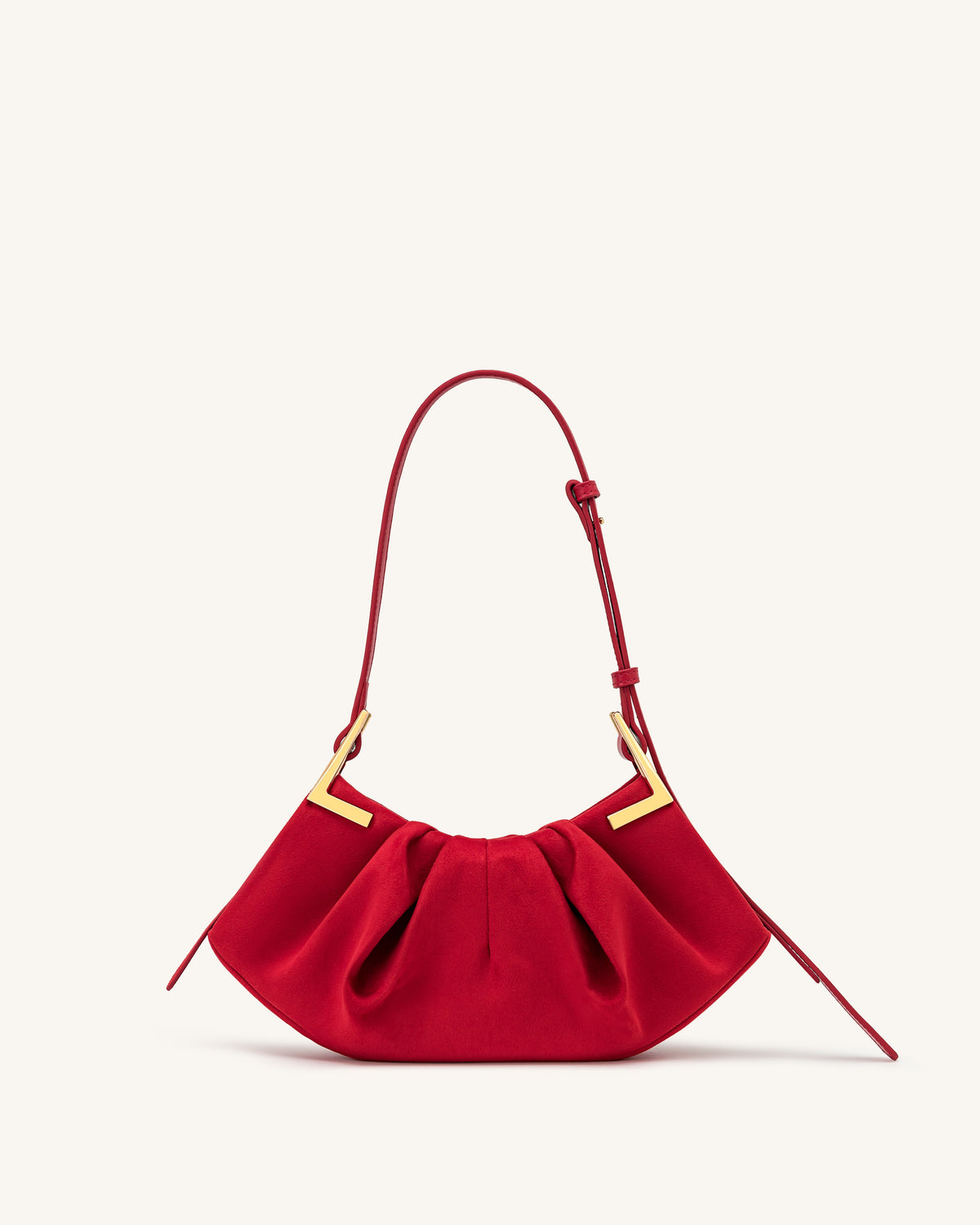 JWPE - Amelia Faux Suede Pleated Shoulder Bag - Red