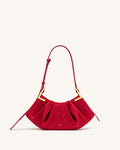 JWPE - Amelia Faux Suede Pleated Shoulder Bag - Red