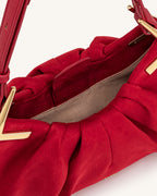 JWPE - Amelia Faux Suede Pleated Shoulder Bag - Red