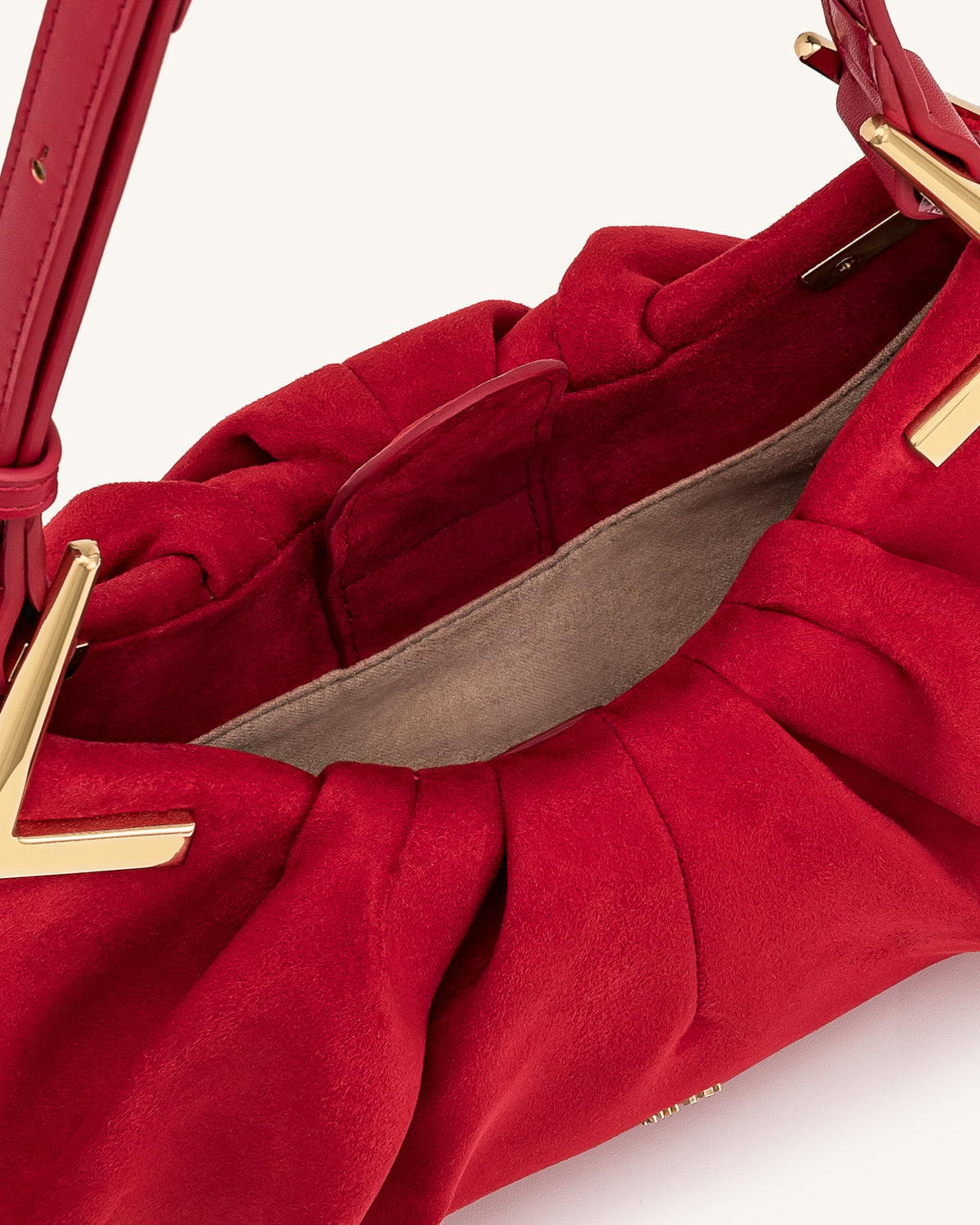 JWPE - Amelia Faux Suede Pleated Shoulder Bag - Red