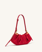 JWPE - Amelia Faux Suede Pleated Shoulder Bag - Red