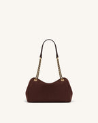 JWPE - Mireya Faux Suede Chain Shoulder Bag - Dark Brown