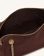 JWPE - Mireya Faux Suede Chain Shoulder Bag - Dark Brown