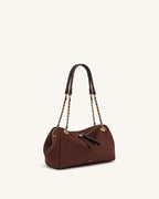 JWPE - Mireya Faux Suede Chain Shoulder Bag - Dark Brown