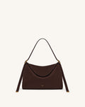JWPE - Elowen Faux Suede Flap Shoulder Bag - Dark Brown