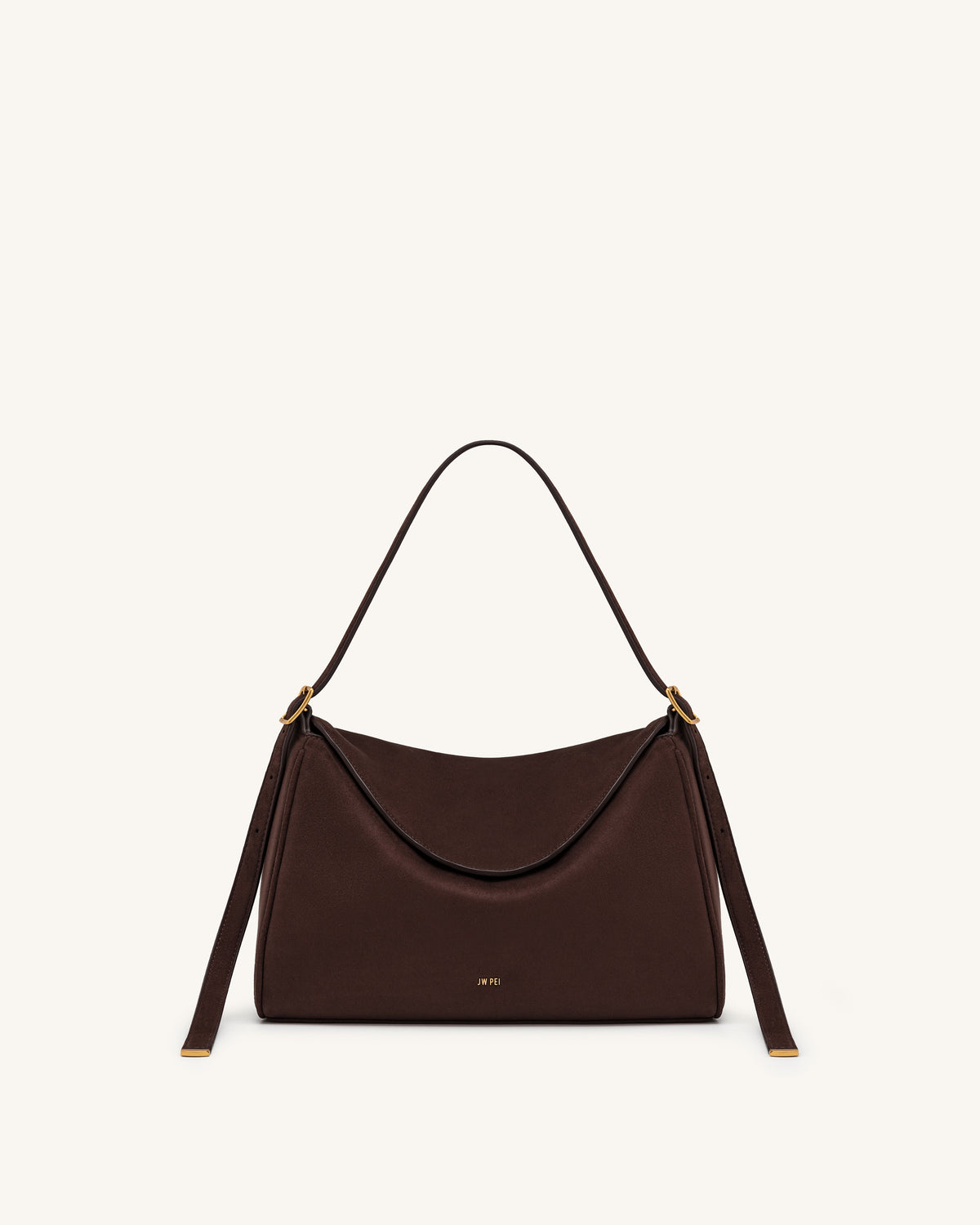 JWPE - Elowen Faux Suede Flap Shoulder Bag - Dark Brown