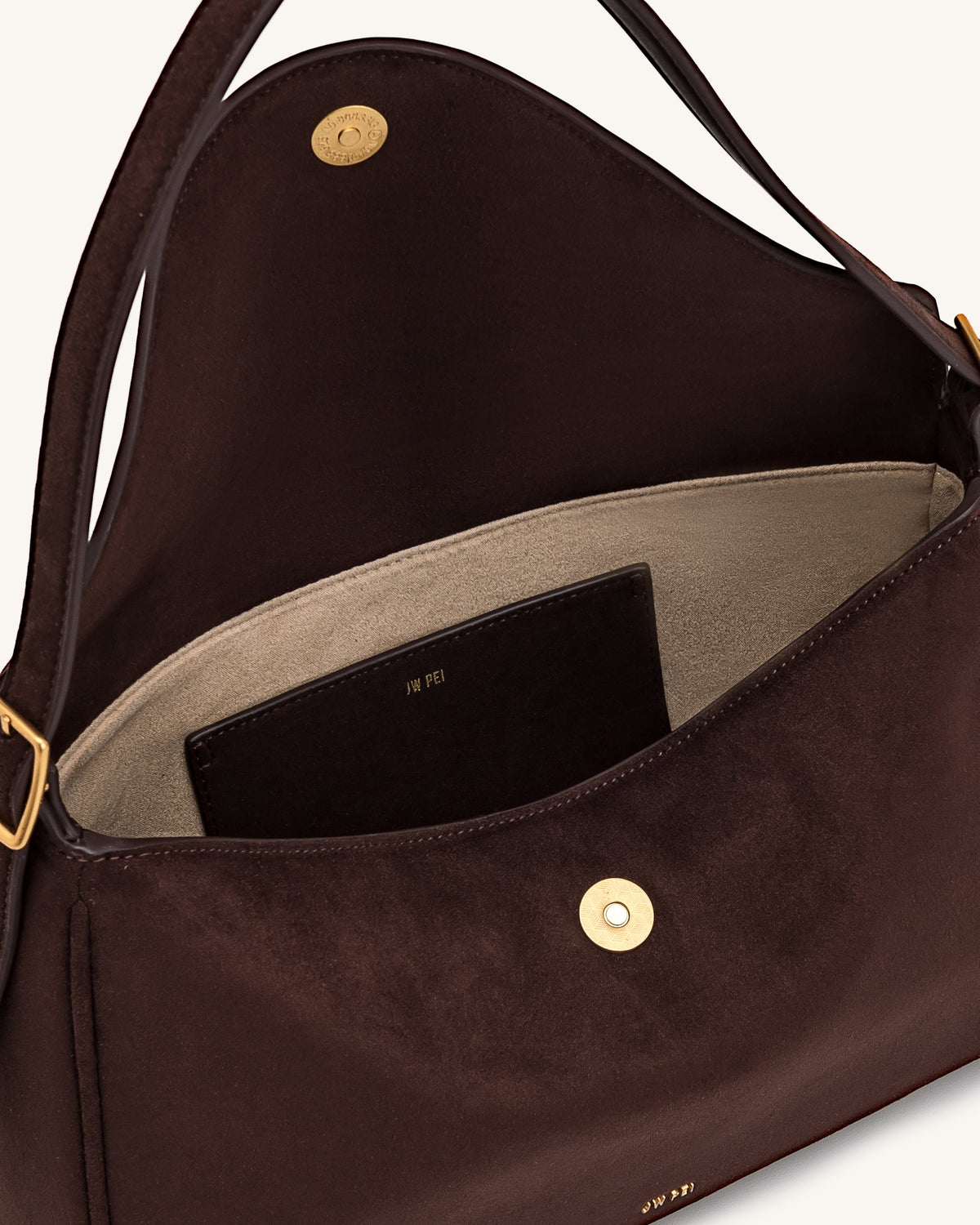 JWPE - Elowen Faux Suede Flap Shoulder Bag - Dark Brown