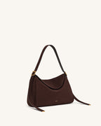 JWPE - Elowen Faux Suede Flap Shoulder Bag - Dark Brown