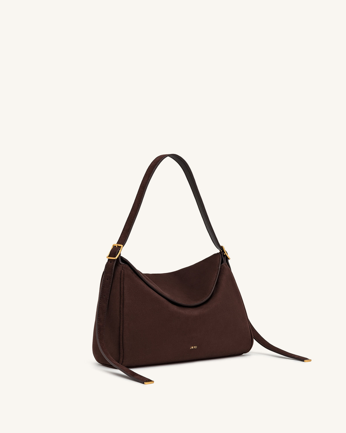 JWPE - Elowen Faux Suede Flap Shoulder Bag - Dark Brown