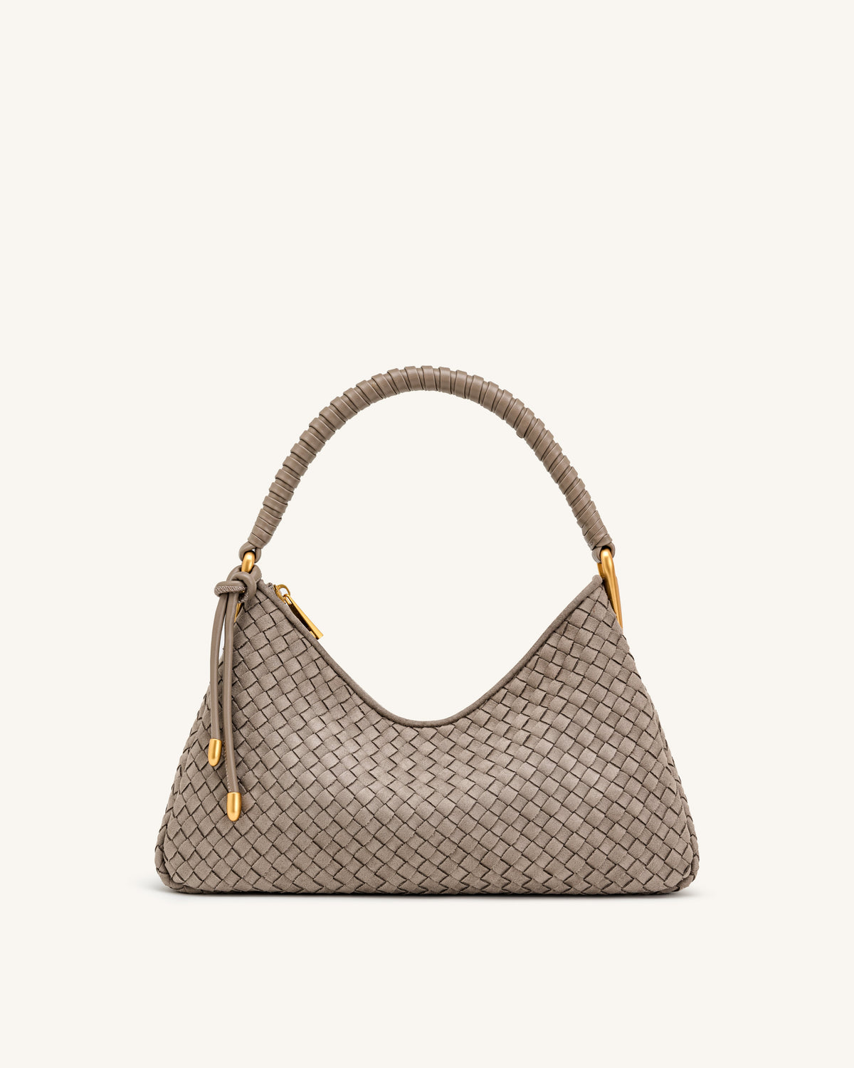 JWPE - Lorena Woven Faux Suede Shoulder Bag - Stone Taupe