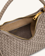 JWPE - Lorena Woven Faux Suede Shoulder Bag - Stone Taupe