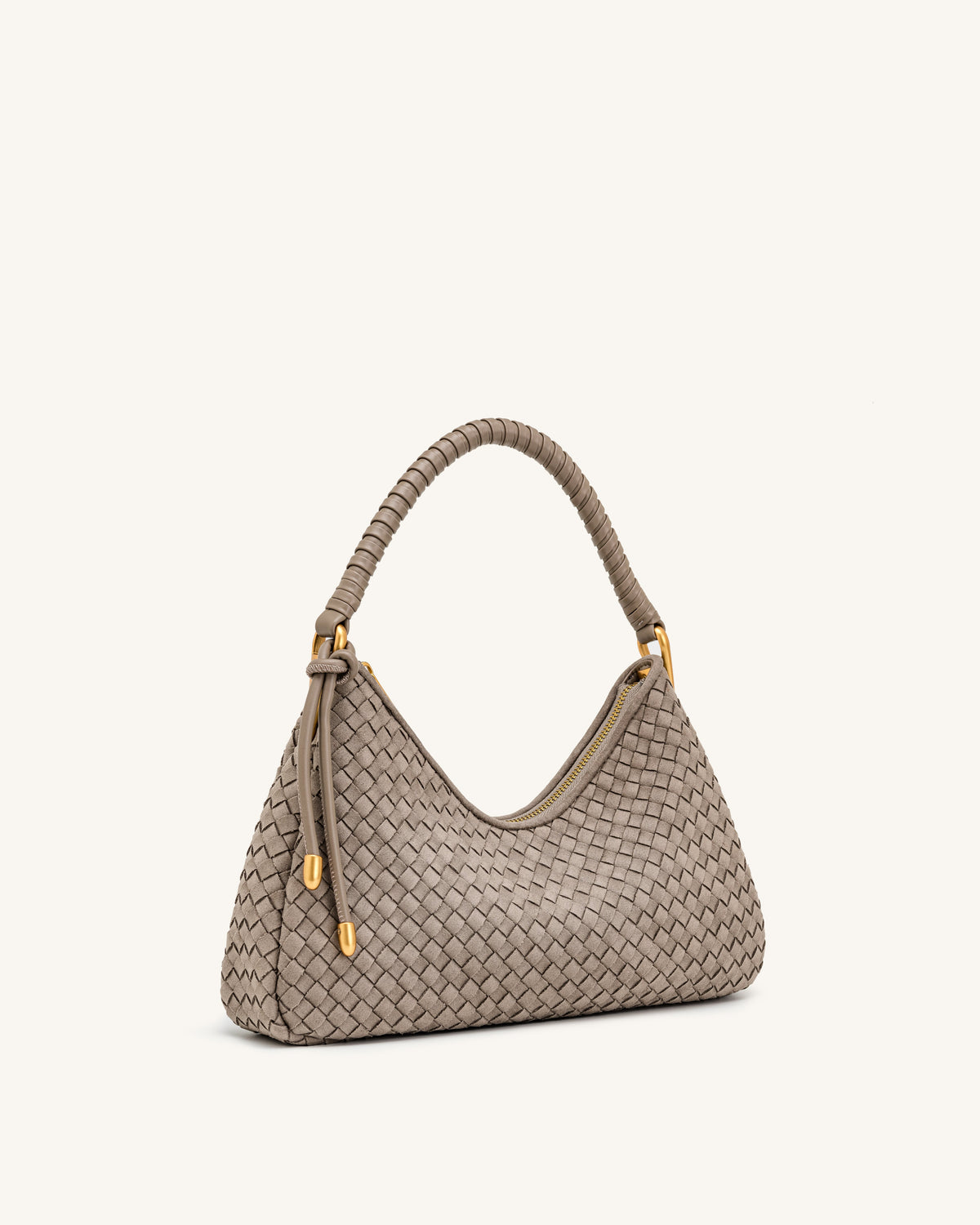 JWPE - Lorena Woven Faux Suede Shoulder Bag - Stone Taupe