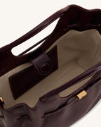 JWPE - Virelle Waxed Vegan Leather Drawstring Tote Bag - Burgundy