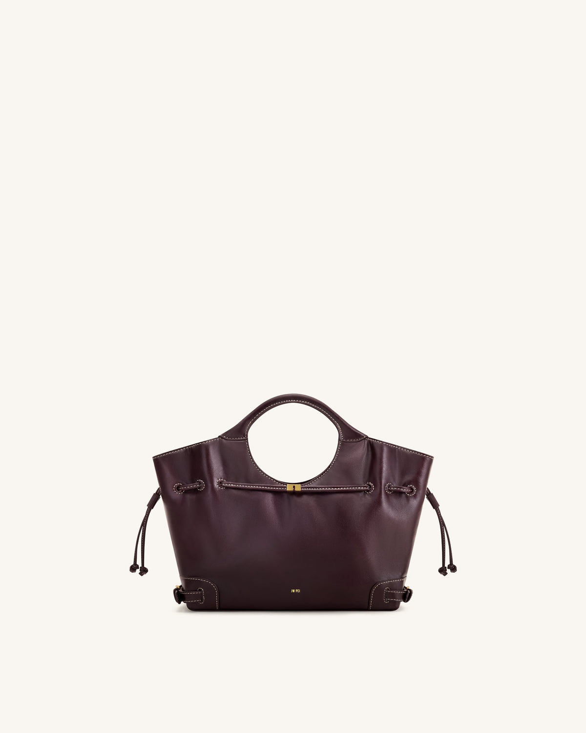 JWPE - Virelle Waxed Vegan Leather Drawstring Tote Bag - Burgundy